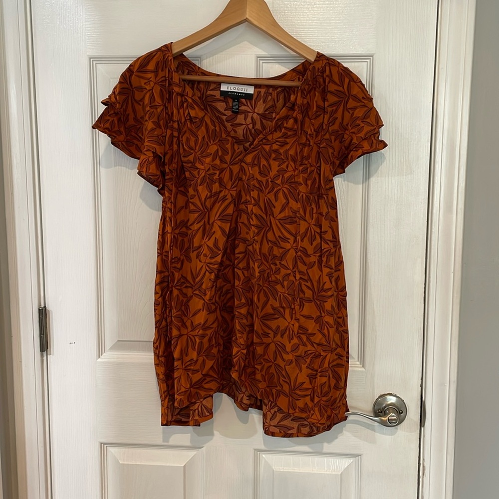 Orange Patterned Short Sleeve